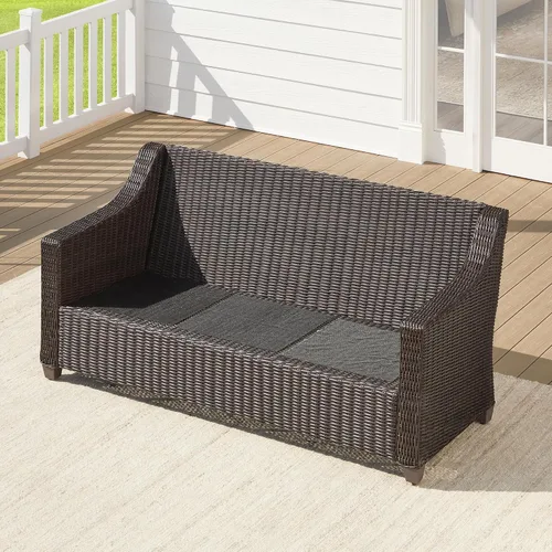 Vista 5 de CHITA Sofá de mimbre para exteriores, sofá de mimbre para patio, sofá de ratán de 3 plazas de gran tamaño con cojines de 5.1 pulgadas de grosor