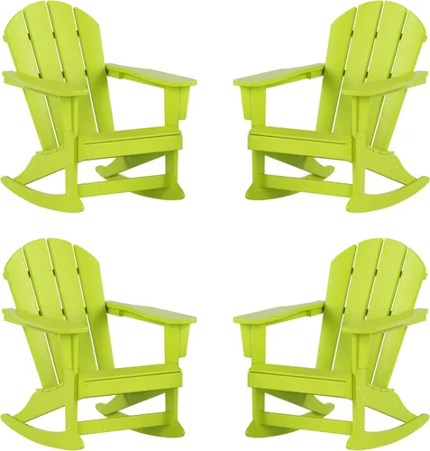 Vista 224 de WestinTrends Silla mecedora Malibu de poliéster para exterior/patio Adirondack, Negra