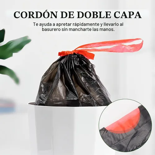 Vista 3 de Bolsas de basura de 8 galones, 120 unidades, 0.8 mil, negras, sin Negro