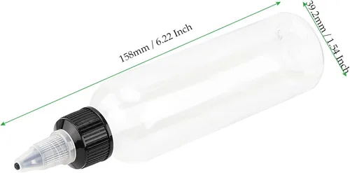 Vista 2 de 64 botellas de plástico de 4 onzas, botellas dispensadoras redondas con tapa superior giratoria para manualidades, cocina, hogar, transparente