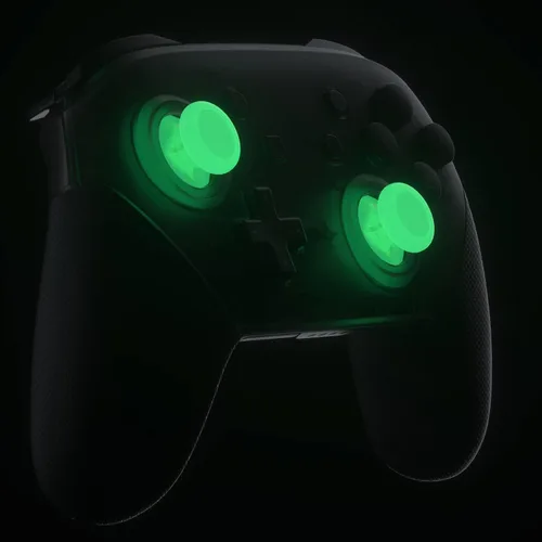 Vista 4 de eXtremeRate Palancas de mando 3D de repuesto que brillan en la oscuridad, palancas analógicas con destornillador cruzado para controlador Nintendo