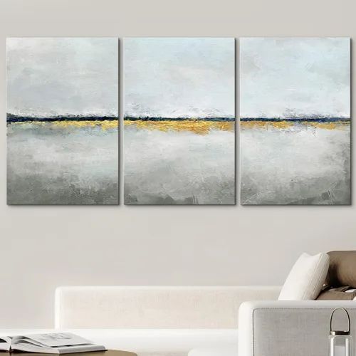 Vista 420 de wall26 Lienzo enmarcado para pared, juego de arte de acuarela pastel, paisaje rural, ilustraciones con formas abstractas, arte moderno, decorativo