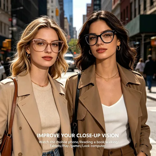 Vista 6 de AQWANO Oversized Blue Light Blocking Reading Glasses Women - Stylish Cat Eye Designer Computer Readers Eyeglasses
