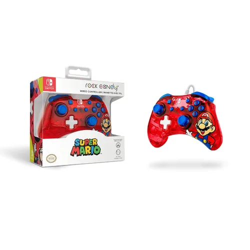 Vista 3 de Rock Candy Wired Gaming Switch Pro Controller - Mario - Red - Official License Nintendo - OLED Lite Compatible, Compact, Durable Travel Controller