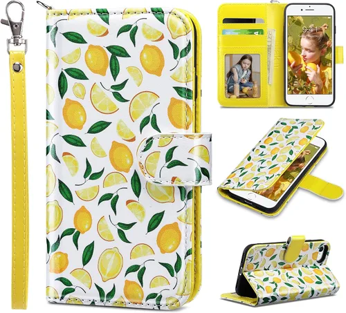 Vista 19 de ULAK Funda tipo cartera para iPhone SE (2022)/SE (2020)/8/7, tarjetero con Brillo