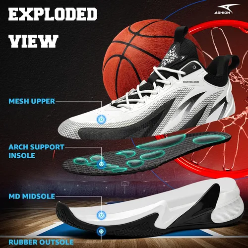 Vista 2 de ASHION Mens Basketball Shoes Breathable Walking Sneakers Professional Basketball Sports Tennis Running Shoes
