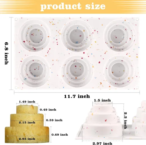 Vista 2 de Sakolla Paquete de 2 Moldes para Mini Pasteles de 3 Niveles, Sin BPA, 6 Cavidades de Silicona, Moldes para Cake Pops, Formas para Hornear Cake Pop