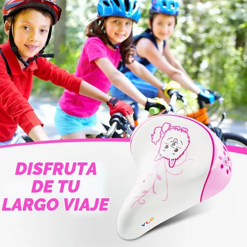 Vista 7 de YLG Asiento de bicicleta para niños para niñas, asiento de bicicleta acolchado de espuma viscoelástica para niños, transpirable y extra suave