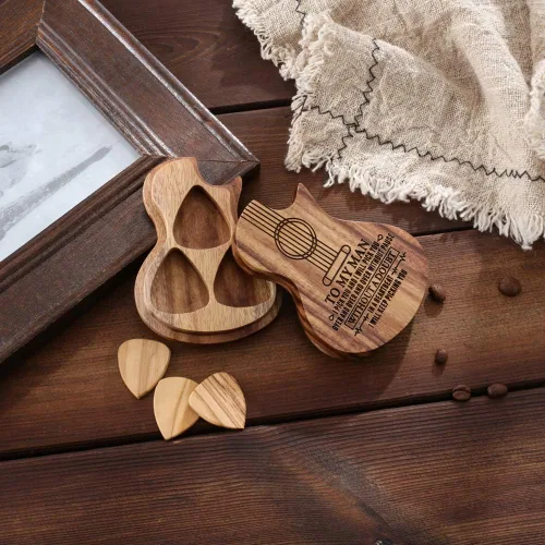 Vista 5 de Albertband Regalos personalizados para padres, soporte de púas de guitarra de madera, fotos de guitarra con estuche, púas de guitarra fina, 3