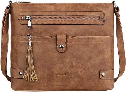 Vista 18 de FADEON Bolsos cruzados grandes para mujer, bolso cruzado de cuero de diseñador, bolso de hombro con múltiples bolsillos