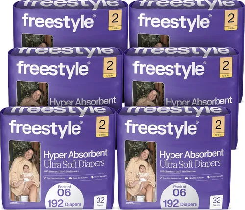 Vista 11 de Pañales Freestyle BambooTek - (Talla 1) Hiperabsorbentes y No Tóxicos – Pañales Desechables para Piel Sensible – Pañales Ultra Suaves (8-14 libras)
