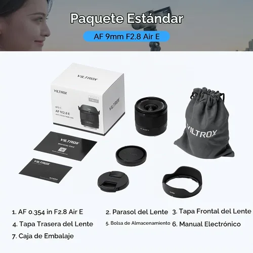 Vista 8 de Viltrox AF 9mm F2.8 Air APS-C lente para Sony E Mount, lente STM de enfoque automático de retrato de gran angular ultra amplio de 113.8° compatible