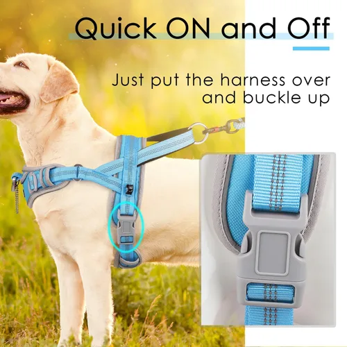Vista 4 de ADVENTUREMORE Arnés para perro pequeño sin tirones con etiqueta de código QR, chaleco reflectante, asa de clip frontal para entrenar caminando