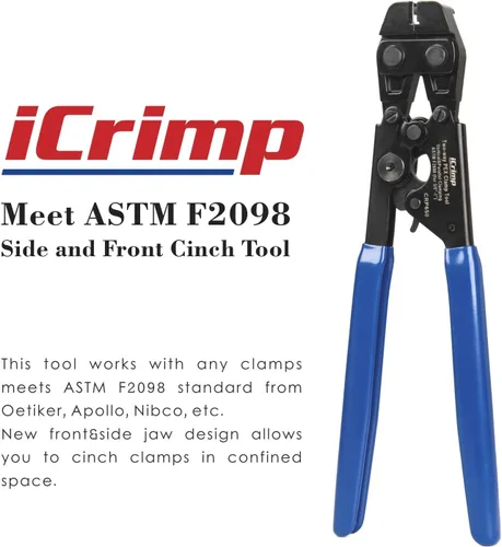 Vista 2 de iCrimp Herramienta de cincha PEX para abrazadera de acero inoxidable, sujeción vertical y paralela de 3/8 pulgadas a 1 pulgada -CRP650