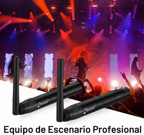 Vista 6 de Donner 2 piezas DMX512 DMX Dfi DJ 2.4G inalámbrico 1 receptor con cúpula de luz y 1 transmisor de control de iluminación para escenario (Negro)