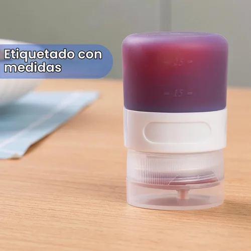 Vista 6 de MICEBAY Botellas exprimibles de condimentos para salsas, mini recipiente de silicona para aderezo de ensalada de 1 onza para llevar con bolsa de Azul