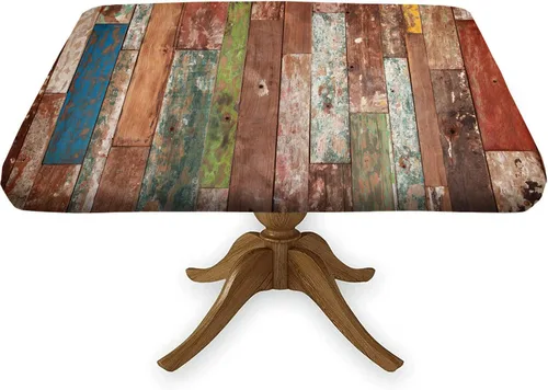 Vista 16 de Mantel cuadrado geométrico, ajustable, color turquesa, verde azulado degradado, con borde elástico, resistente a derrames y manchas, para mantel