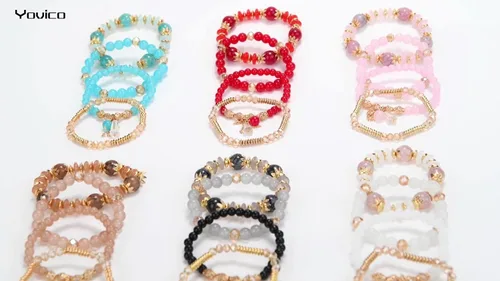 Vista 7 de Yovico 6 juegos de pulseras elásticas apilables bohemias, para mujer, con cuentas ajustables, multicolor, para regalo, Sin gemas.
