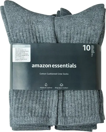 Vista 4 de Tienda Essentials Men's Cotton Half Cushioned Crew Socks, 10 Pairs