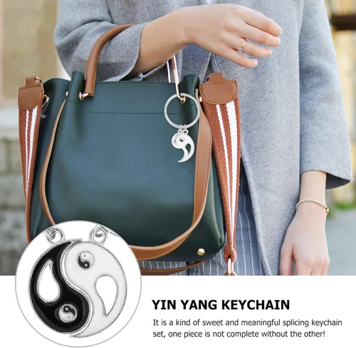 Vista 9 de Generic Yin Yang - Llaveros redondos a juego para parejas, llavero con colgante magnético, cadena de relación, regalo de empalme de tai para mejor