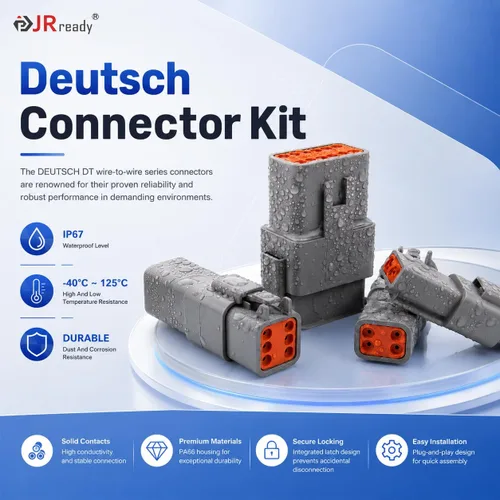 Vista 5 de JRready DW5007-03 Kit de conectores Deutsch,Conector DT 2 pines,3 4 6 8 12 pines gris IP68 conectores de cable eléctrico impermeables