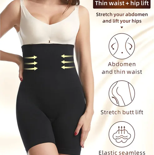 Vista 3 de WOODHAWK Pantalones cortos moldeadores de cintura alta para mujer, para control de abdomen, moldeadores de cuerpo, adelgazantes, muslos y vientre