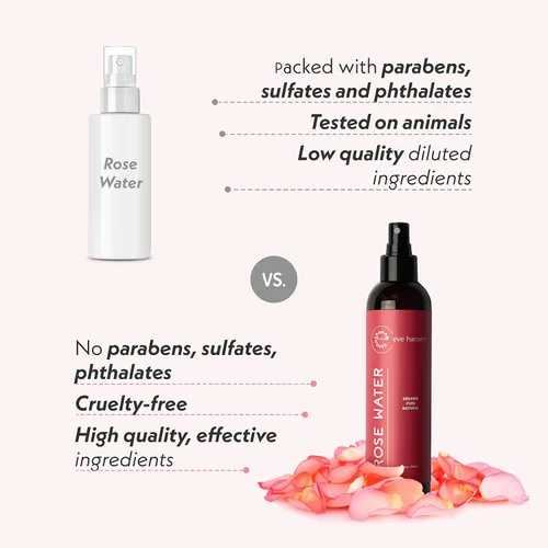 Vista 4 de Eve Hansen Spray de agua de rosas orgánico – Bruma pura de agua de rosas para hidratación y brillo refrescante Tónico facial y spray de ajuste