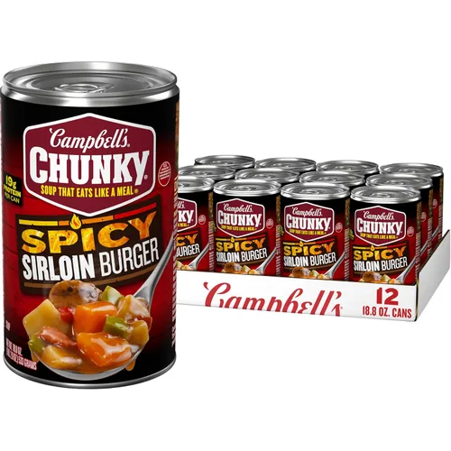 Vista 15 de Campbell’s Chunky - Sopa en lata de hamburguesa con jalapeño y queso con trozos de tocino, lata de 18.8 oz