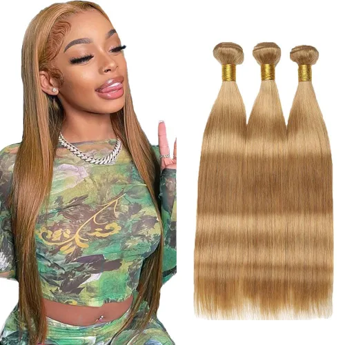 Vista 100 de 300g 1B27 Human Hair Bundles Honey Blonde Bundles Human Hair 10A Brazilian Virgin Remy Hair Extensions 8 10 12 Inch