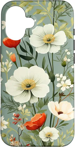 Vista 32 de Sage Green Flower Wildflower Pattern Floral Case for iPhone 17
