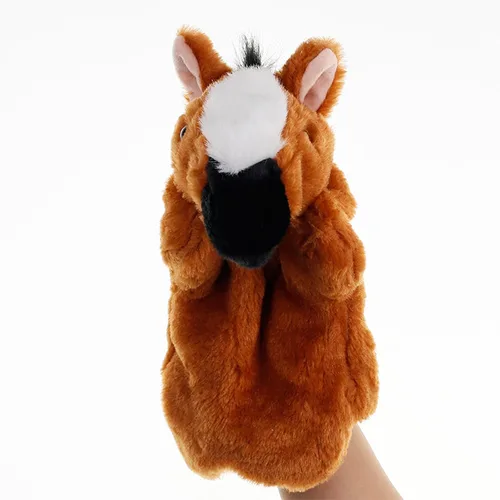 Vista 4 de Juguetes de peluche de caballo de mano para niños, animales de peluche suaves, títeres imaginativos de juego de simulación, narración de historias