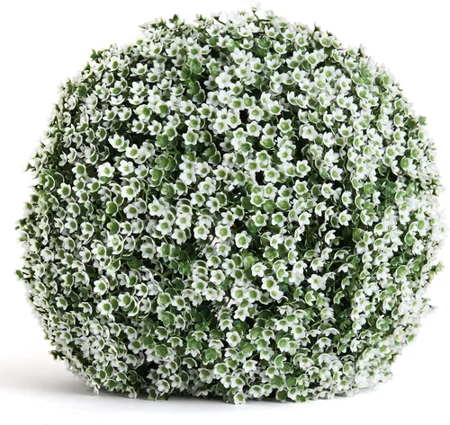 Vista 7 de 3rd Street Inn Bola topiaria XL Baby's Breath - Juego de plantas artificiales - Decoración de fiesta de boda para interiores y exteriores - Esfera