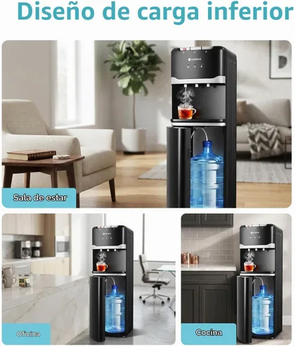 Vista 4 de Dispensador de agua de carga inferior de 5 galones con agua fría caliente y temperatura ambiente