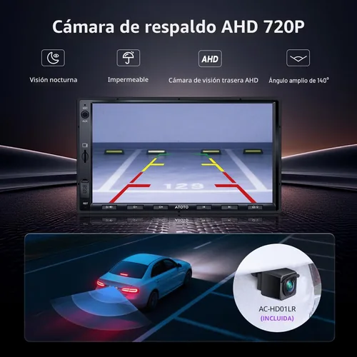 Vista 4 de ATOTO A5L - Estéreo de coche doble DIN Android de 7 pulgadas, CarPlay inalámbrico y Android Auto, conexión Wi-Fi/Bluetooth/USB, radio de coche