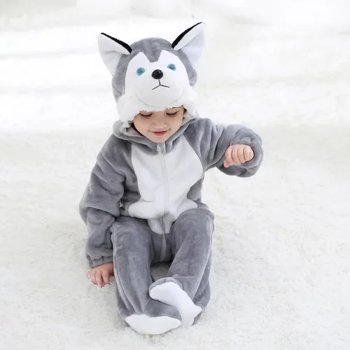 Vista 5 de Suity Traje de Halloween para bebé de 0 a 24 meses, disfraz de franela suave con capucha de animales, lindo disfraz de fiesta para niños y niñas
