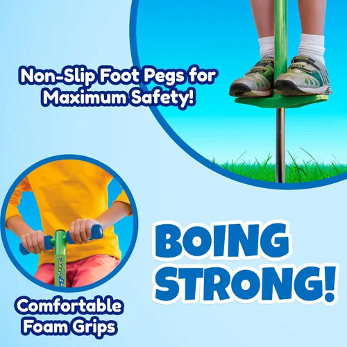 Vista 7 de Geospace Jumparoo BOING! JR. Steel POGO STICK by Air Kicks, pequeño para niños de 50 a 90 libras, diversión activa al aire libre que promueve
