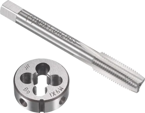 Vista 7 de uxcell M8 x 0.020 in Juego de llaves métricas y troqueles, rosca de máquina con troquel de roscado redondo, kit de grifo y troquelado