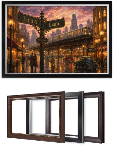 Vista 12 de IPIC - Personalized Framed Canvas with Custom Street Sign in Boston Personalized Street Signs with Names, Custom Canvas Print, Boston Sunset