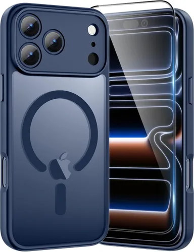 Vista 8 de Funda magnética para iPhone 17 con protector de pantalla, protección completa de la cámara, compatible con MagSafe, delgada, translúcida, mate, a