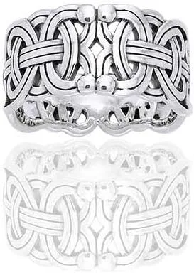 Vista 3 de Viking Braided Wedding Band Borre Knot Norse Celtic 10mm Sterling Silver Ring(Sizes 4,5,6,7,8,9,10,11,12,13,14,15)