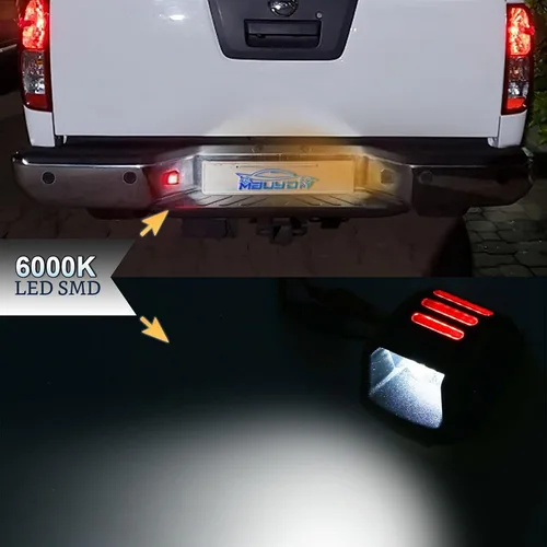 Vista 6 de Conjunto de lámparas LED para placa de matrícula con tubo de neón OLED rojo compatible con Frontier 2007-2021, Armada Xterra 2008-2015, Titan Suzuki