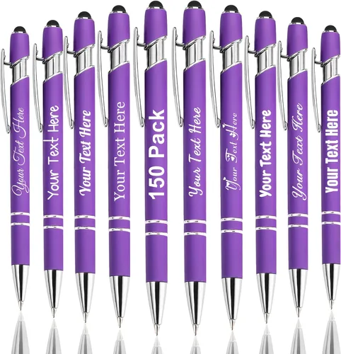 Vista 76 de Hasta 300 bolígrafos personalizados a granel con nombre personalizado con grabado gratis, puntas de lápiz capacitivo grabado, bolígrafo