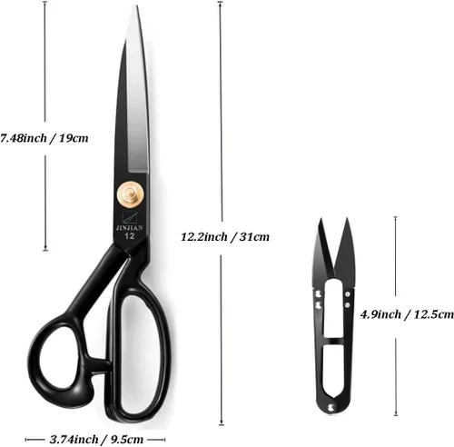 Vista 3 de Tijeras de costura, tijeras de costura de tela de 12 pulgadas, tijeras de alta resistencia, corte afilado para manualidades, sastrería, tijeras