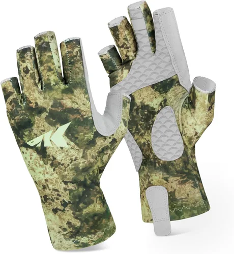 Vista 14 de KastKing La Sal Guantes de pesca UPF50+ Guantes de sol Guantes de protección UV Guantes sin dedos para hombres y mujeres para exteriores, kayak