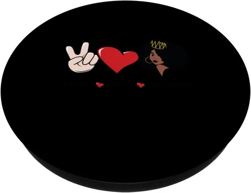 Vista 2 de Peace Love Melanina Black History Month BLM Afro Queen Cute PopSockets intercambiables PopGrip