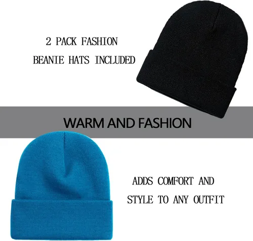 Vista 2 de ZOORON Paquete de 1 y 2 gorros para hombres y mujeres, gorros de punto para invierno, gorro de esquí suave, unisex