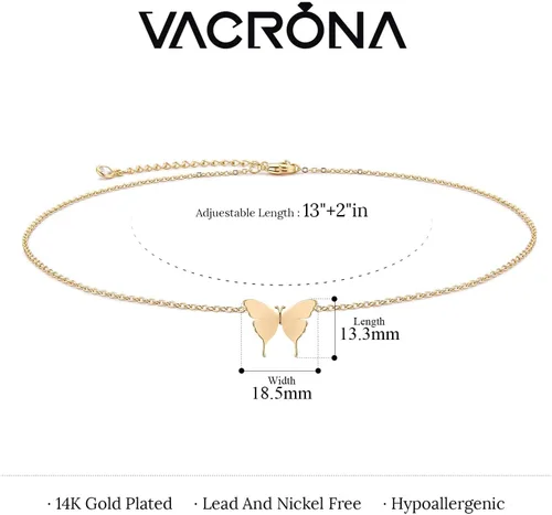 Vista 6 de VACRONA Gold Dainty Butterfly Choker Necklaces for Women