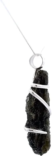 Vista 3 de Stones Eternal Collar con colgante de cristal de moldavita (22 pulgadas), verde, Metal