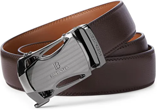 Vista 7 de BOSTANTEN - Cinturón de cuero para hombre con hebilla de rátchet para vestir y casual con hebilla ajustable, corte para adaptarse
