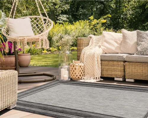 Vista 12 de Liora Manne Carmel - Alfombra tejida de perfil bajo de fácil cuidado para interiores y exteriores, color aguamarina, 6 pies 6 pulgadas x 9 pies 4